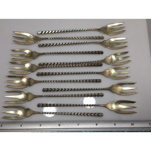 12 Dominick & Haff Sterling Silver Twisted Art Deco Cubist Modernist  Forks RARE